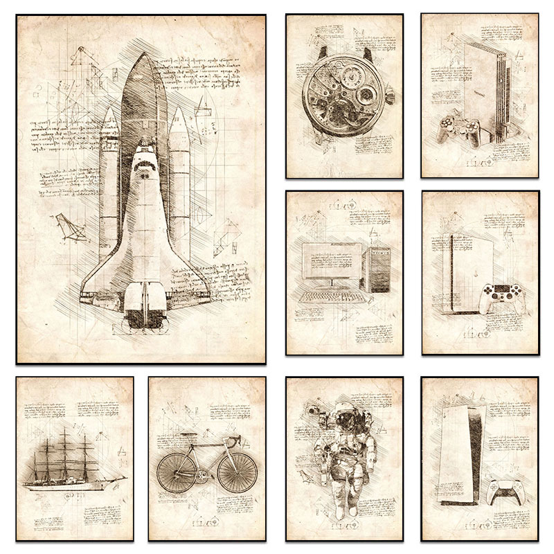 Bocetos inspirados en Da Vinci - Star Map Poster reseña y precio